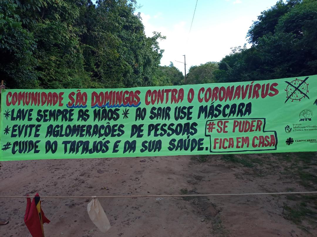Projeto socioambiental entrega faixas educativas sobre o combate ao coronavírus na Flona Tapajós